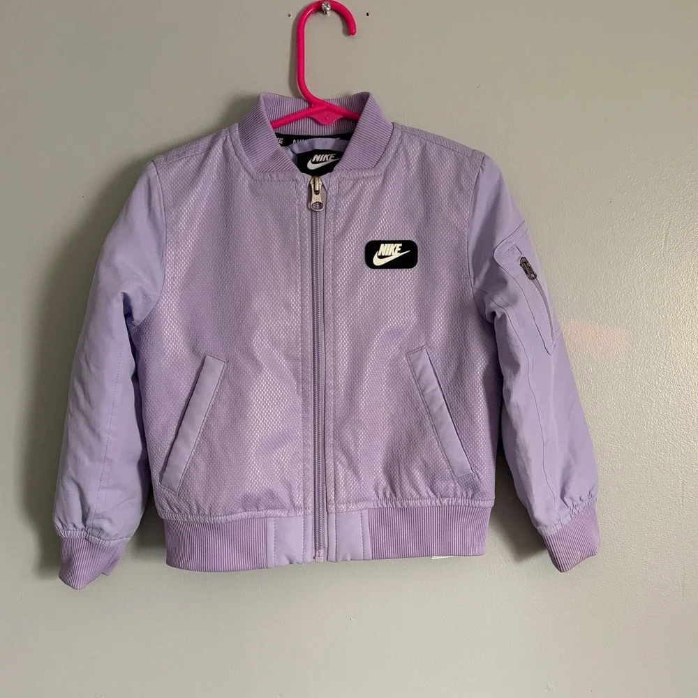 Nike Kids Lavender Purple Bomber Jacket Mesh Overlay Full Zip 3T F253-P33